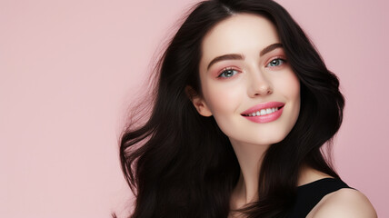 Fototapeta premium Portrait of a young female model with black hair