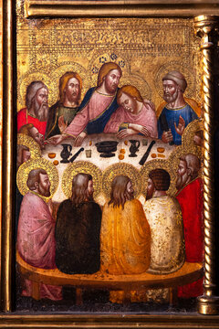 Ancient painting of the last supper of Jesus Christ in Albi cathedral in France