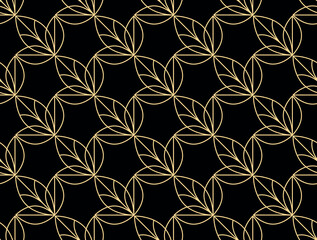 Fototapeta premium Flower geometric pattern. Seamless vector background. Gold and black ornament