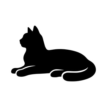A cat lying vector silhouette