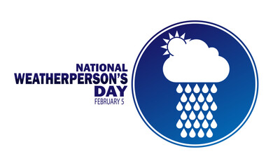 National Weatherperson's Day. February 5. Holiday concept. Template for background, banner, card, poster with text inscription. Vector illustration