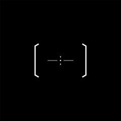 Cyberpunk style element. Futuristic cyber aim. Tech design target. Vector cyberpunk design sight. GUI element.