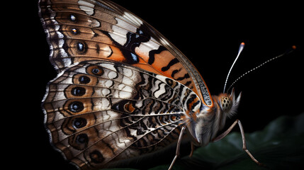 Portrait shot of a beautiful colorful butterfly 