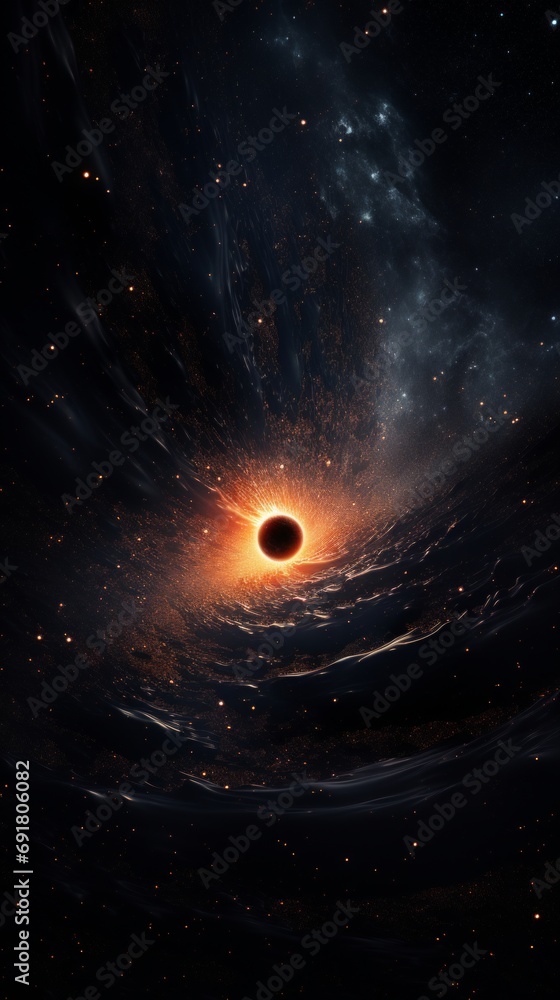 Wall mural a black hole with a glowing event horizon