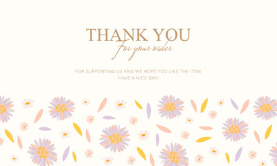 thank you card with floral decoration. elegant aesthetic design for your small business