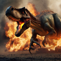 dinosaur in fire