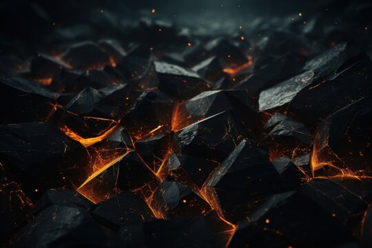  a close up of a bunch of rocks with fire in the middle of the rocks in the middle of the picture.
