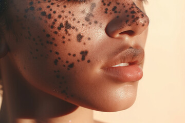 Sunlit Profile of Black Woman with Freckles and Natural Glow