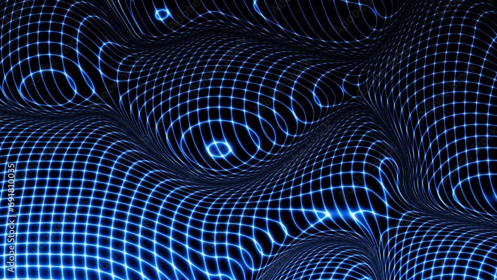 Fototapete technology digital wave background concept. beautiful motion waving dots texture with glowing lines.