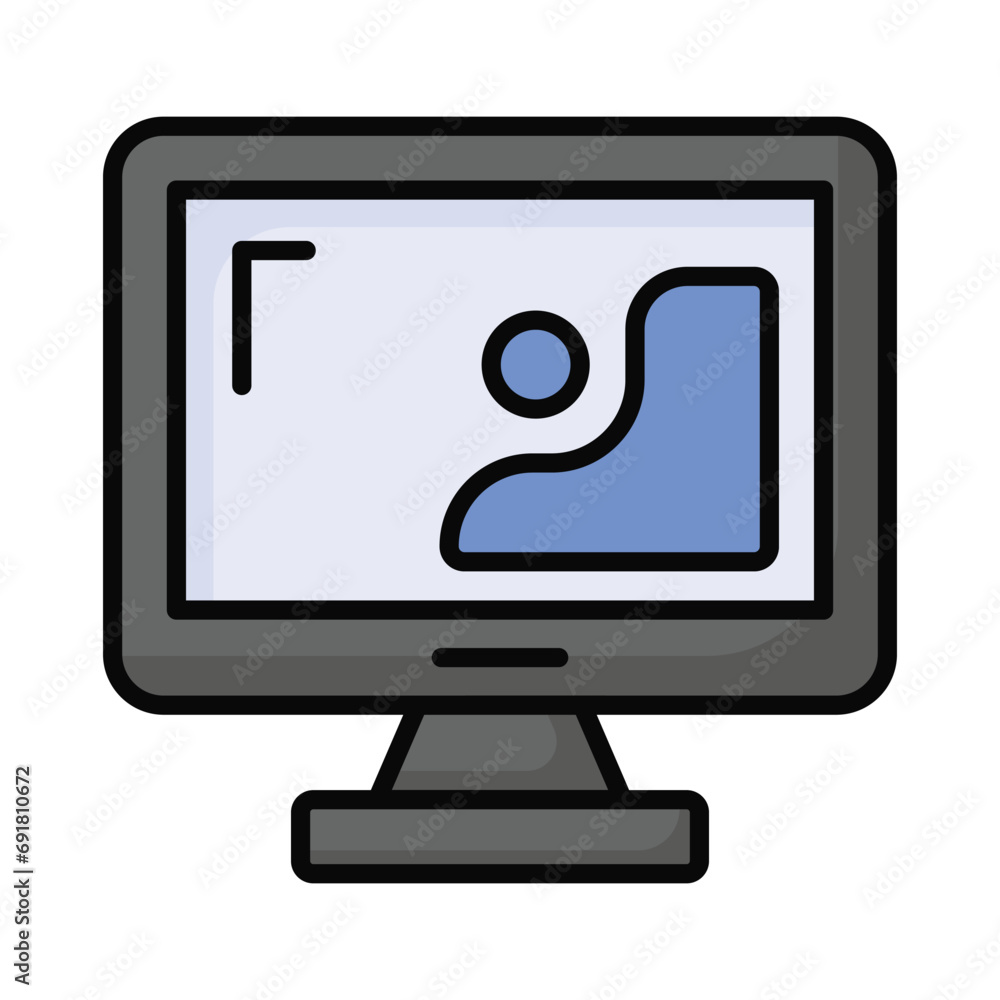 Fototapete design inside monitor showing concept icon of digital art in flat style