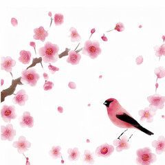 梅の花と鳥