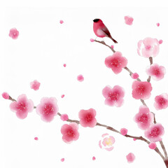 梅の花と鳥