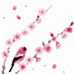 梅の花と鳥