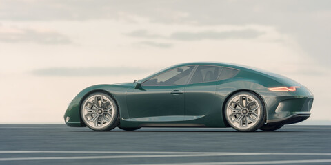 Fototapeta na wymiar 3D rendering of a brand-less generic concept racing car 
