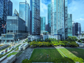 Aerial View of Singapore Skyline from Marina Bay Financial Centre