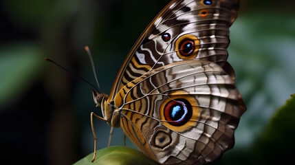 Close-up shot on a beautiful colorful butterfly 