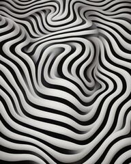 Fototapeta premium Black and White Spiral Optical Illusion Abstract Background. A Distorted Black and White Tunnel. Black and White Abstract Design Wallpaper
