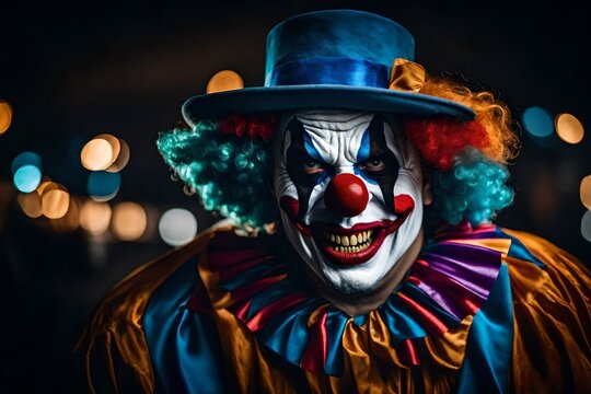 Halloween monster joker with a clown outfit