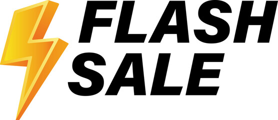 3D Flash sale shopping logo with flash icon