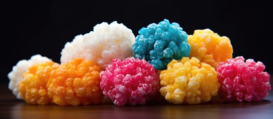 Guatemalan candy "Alboroto" is made of sugar-coated popcorn shaped into colorful balls and is known as "dulce tipico." © The 2R Artificiality