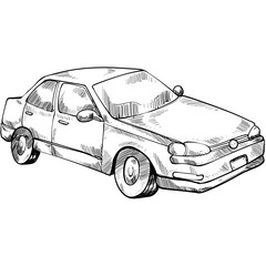 vintage car handdrawn illustration