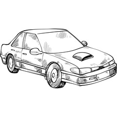 vintage car handdrawn illustration