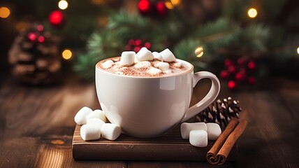 Obraz na płótnie Canvas Hot chocolate with marshmallows in a mug