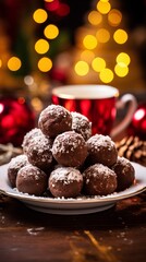 Fototapeta na wymiar Delicious chocolate truffles