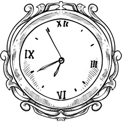 wall clock handdrawn illustration