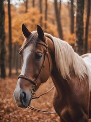 Obraz premium Portrait of a brown bay warmblood horse gelding running 