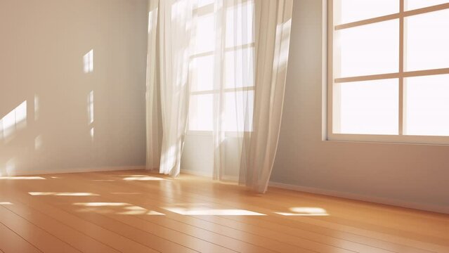Empty room with light comes in, 3d rendering.