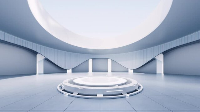 Empty creative round room background, 3d rendering.