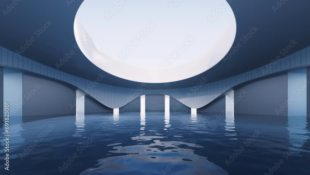 Poster empty ground with white building background, 3d rendering.