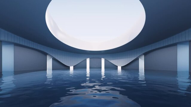 Empty ground with white building background, 3d rendering.
