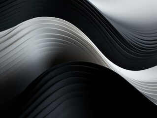 Black and white abstract background with waves. Generative AI.