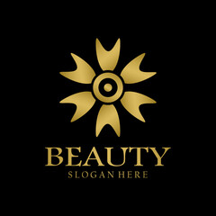 Elegant abstract tree leaf flower logo icon vector design. Universal creative premium symbol. Luxury gem boutique vector sign in gold color.