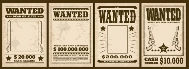 Poster Wanted posters, set of vintage western banners, old style vector © sabelskaya