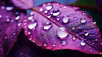 Close-up of Wet Purple Flower with Dew Drops