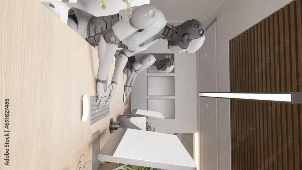 Aufkleber vertical of futuristic robot chatting with customer on website and help and care animation of chatbo
