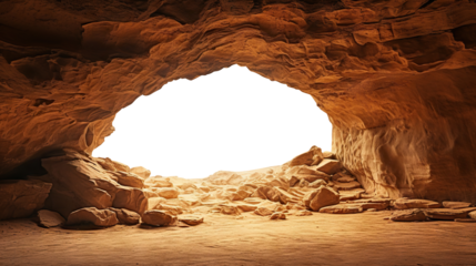 Big empty cave with cut out entrance