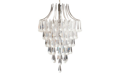 Luxury Illumination Single Cascade Crystal Chandelier isolated on transparent background