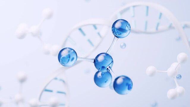 Molecule with biology concept background, 3d rendering.