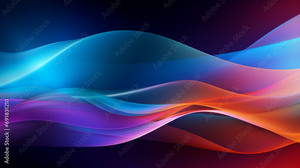Wall mural purple and blue patterns with shiny curves mixed with black look gloomy and magical.