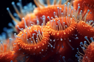 Macro shot showing the delicate polyps and their delicate structures - obrazy, fototapety, plakaty