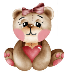 Girl Teddy Bear Hug Valentine Heart