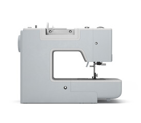 Concept atelier, fashion studio, fashion designer, tailor white sewing machine back view 3d render on white