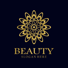 Elegant abstract tree leaf flower logo icon vector design. Universal creative premium symbol. Luxury gem boutique vector sign in gold color.