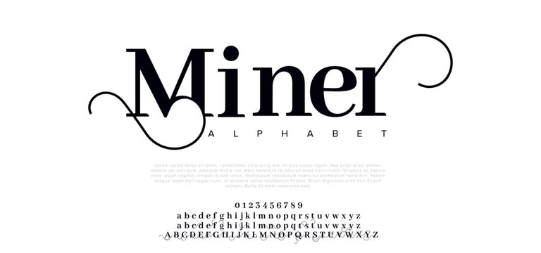 Elegant awesome alphabet letters font and number. unique serif font. Classic Lettering Minimal Fashion Designs. Typography modern serif fonts regular decorative vintage concept. vector illustration 