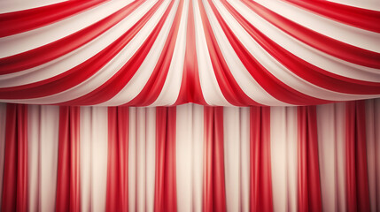Circus tent background illustration with copy space , colorful design striped white and red retro entertainment carnival backdrop - obrazy, fototapety, plakaty