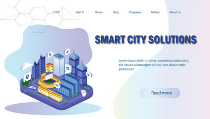 Smart city of the future.The use of bright colors and bold lines makes the image visually appealing.